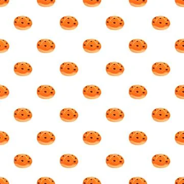 Sweet bun seamless pattern on white background Illustrazione stock