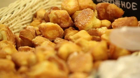 Sweet buns on the counter Stock-Footage 44218429