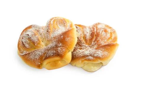 Sweet  buns with white icing Stock Photos