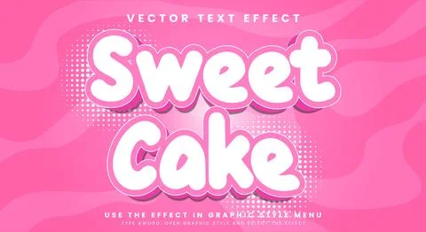 Sweet cake 3D editable text effect Template Stock Illustration