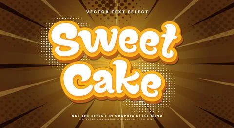 Sweet Cake 3d editable Text Effect Template Illustrazione stock