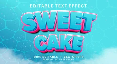 Sweet cake 3d vector text effect with modern style design Stock Illustration
