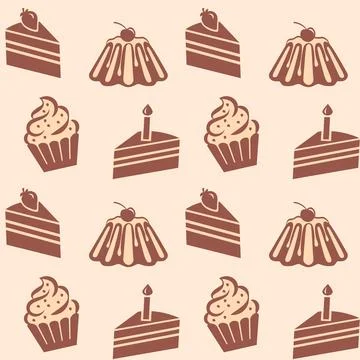 Sweet cake, pudding, cupcake seamless vector background 스톡 일러스트