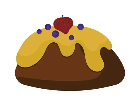 Sweet cake vector illustration, fresh dessert isolated on white background 库存插图