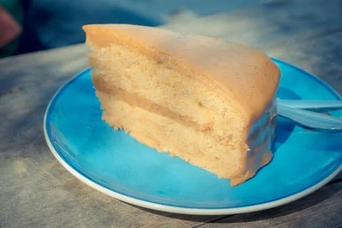 Sweet Cake on wooden table 스톡 사진