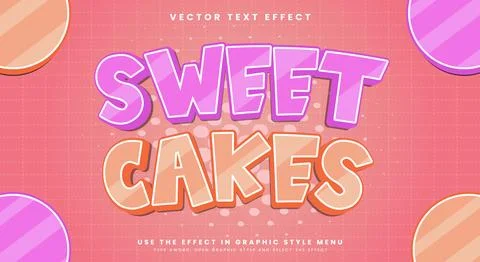 Sweet Cakes 3d editable text effect Template Stock Illustration