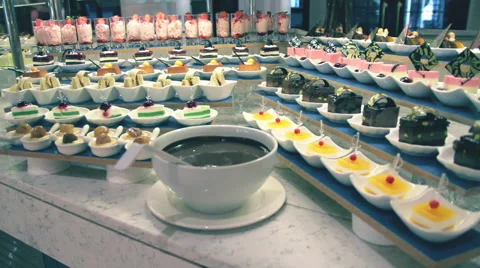Sweet Cakes on the Bar Stock Footage 43404610