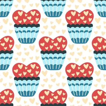 Sweet cakes with cream seamless pattern イラスト素材