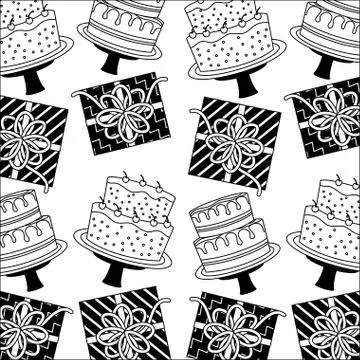 Sweet cakes with gift boxes present pattern 스톡 일러스트