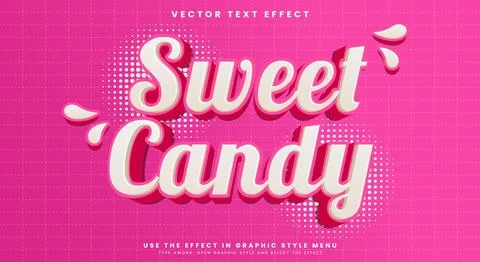 Sweet Candy 3d editable text effect Template Stock Illustration