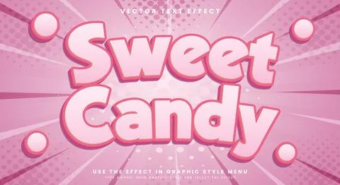 Sweet Candy 3D editable text effect Template Stock Illustration