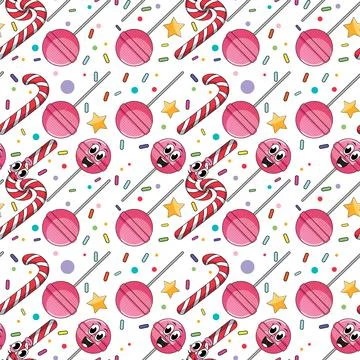 Sweet candy and lollipop seamless pattern Illustrazione stock