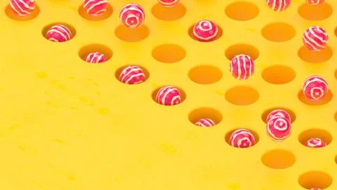 Sweet candy caramel background 3d render. Colorful vivid pink and yellow Stock Illustration