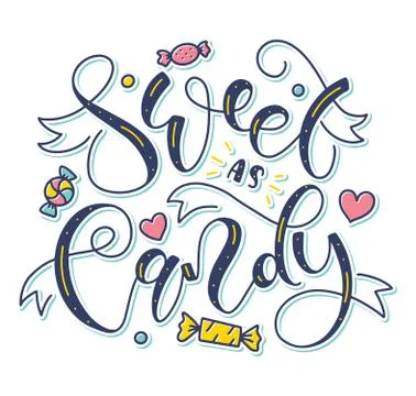Sweet as Candy, colored vector illustration with doodle sweets Stock Illustration
