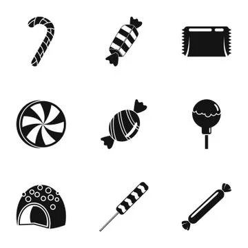 Sweet candy icon set, simple style 스톡 일러스트