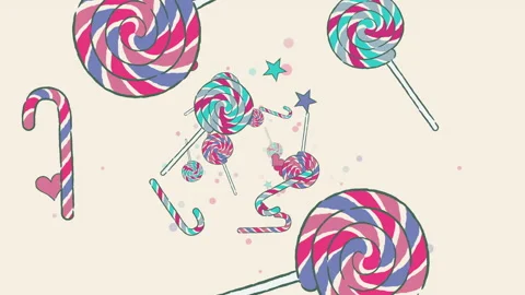 Sweet Candy Illustrations Abstract Background.Loop. Stock Footage 230977076