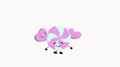 Sweet candy is jumping and waving. Caramel character Stock Footage 127748109