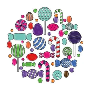 Sweet candy round pattern confectionery Illustrazione stock