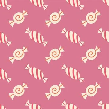 Sweet candy seamless pattern with hand drawn bonbon for textile and birthday Stock-Illustration