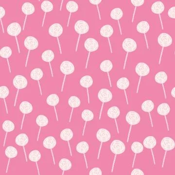 Sweet candy silhouettes seamless pattern. Simple doodle elements on bright pi Stockillustratie