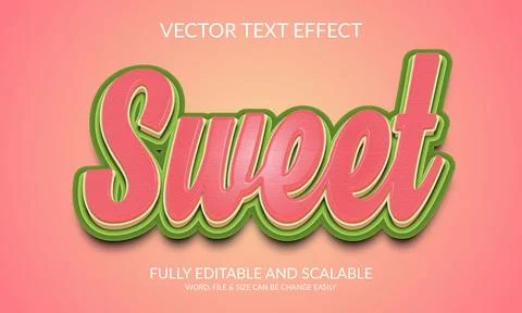 Sweet candy style 3d text effect design. Stock Illustration