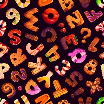 Sweet candy type, dessert font seamless pattern Stock Illustration