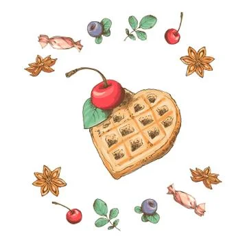 Sweet capcake with cream. Set from vector cards Stock Illustration