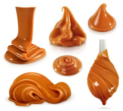 Sweet caramel, set realistic vector illustration Stock Illustration