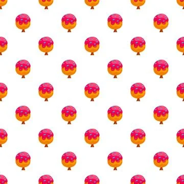Sweet cartoon trees creating a repeating dessert pattern Stock Illustration