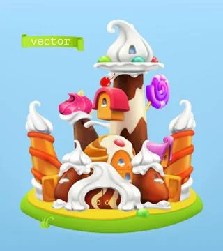 Sweet castle. 3d vector icon Stock Illustration