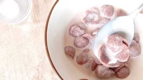 Sweet cereal for a nice breakfast Stock Footage 146249647
