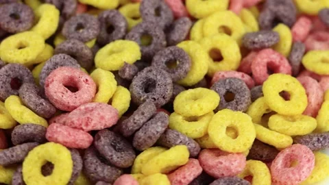 Sweet Cereal Rings Rotating Around. Healthy Breakfast Concept Stock Footage 281166774