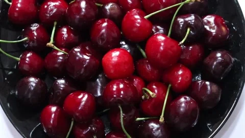 Sweet Cherries Rotates Around Its Own Axis to Clock Wise 360 degree. Stock Footage 196990194