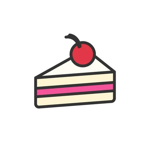 Sweet cherry cake flat illustration Stock Illustration