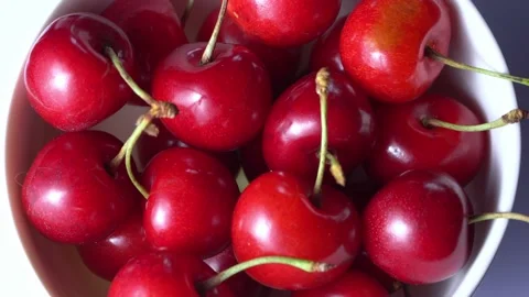 Sweet cherry close-up. rotation of red cherries Stock Footage 133623268