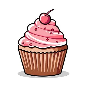 Sweet Cherry Cupcake Vector Illustration Illustrazione stock