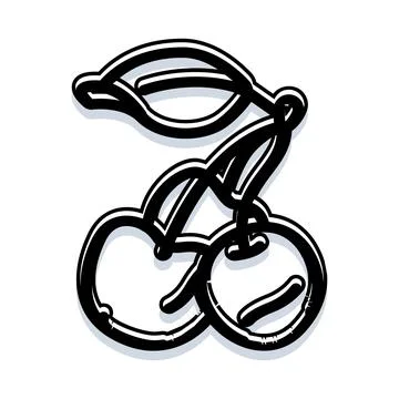 Sweet cherry fruit line art icon design Stock Illustration