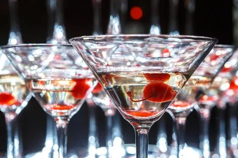 Sweet cherry in glass Stock Photos