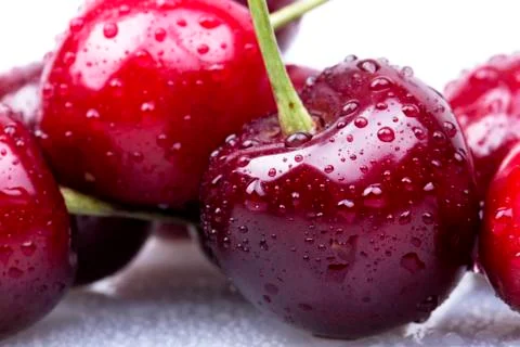 Sweet cherry macro background Stock Photos