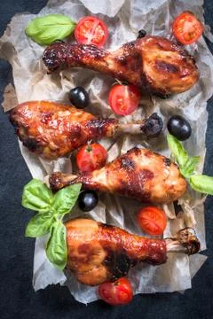 Sweet chicken drumsticks Stock Photos