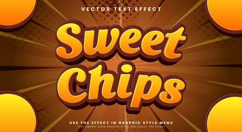 Sweet Chips 3d editable text effect Template Stock Illustration