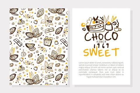 Sweet Choco Card Template, Sweet Chocolate Desserts Business Card, Brochure Illustrazione stock
