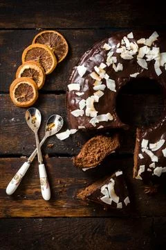 Sweet chocolate cake Stock Photos
