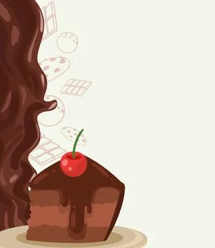Sweet chocolate cake portion Stock Illustration