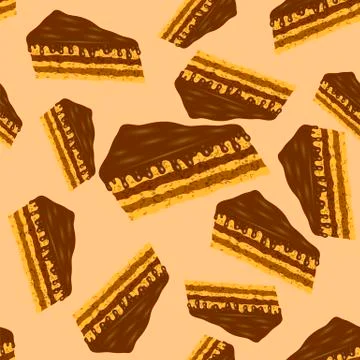 Sweet Chocolate Cake Seamless Pattern 스톡 일러스트