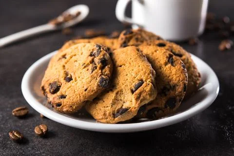 Sweet chocolate chip cookies Stock Photos