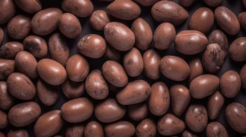 Sweet Chocolate-Covered Nuts Candy Horizontal Background. Stock Illustration