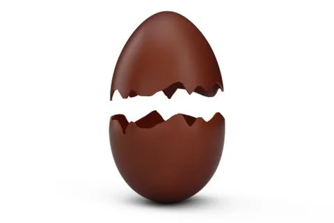 Sweet, chocolate Easter egg cracked into two pieces isolated on a white Stock Illustration