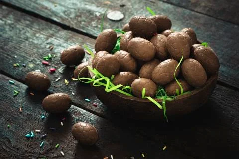 Sweet chocolate eggs Stock Photos