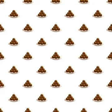 Sweet chocolate truffle balls pattern on white イラスト素材